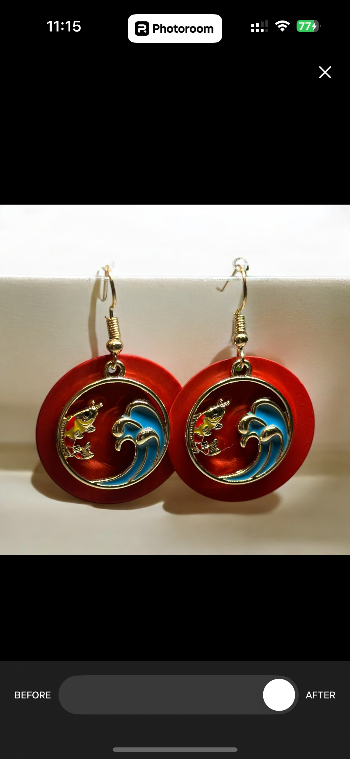 Red Colourful japanese koi fish dangle earrings