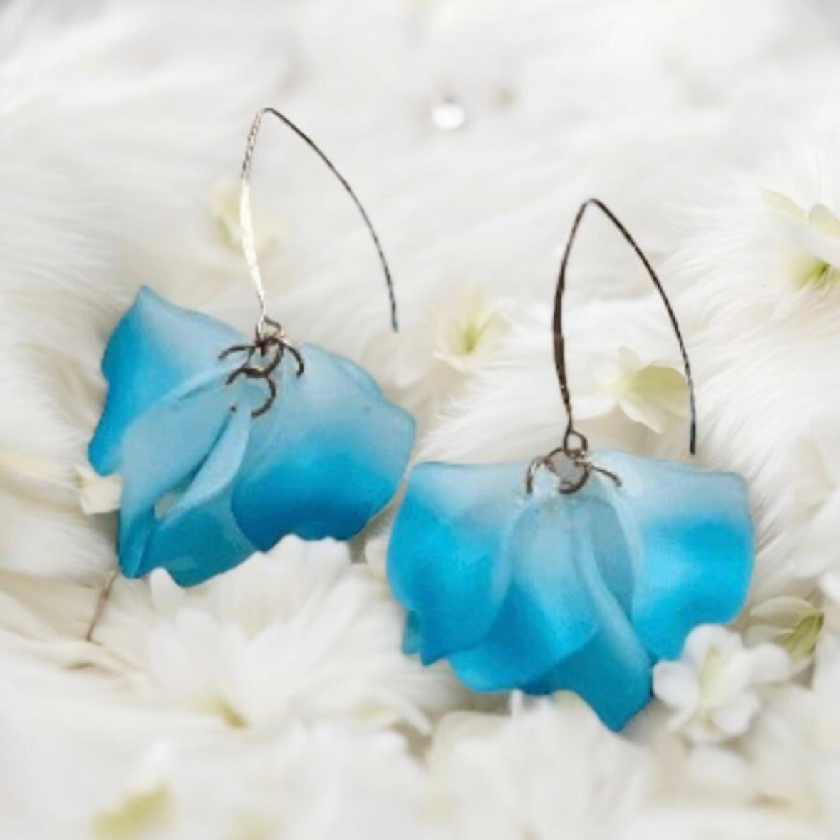 Ombre petal flowers earrings dangly earrings | petals drop earrings | wire dangle statement earrings | spring floral earrings