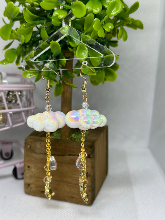 White colourful cloud earrings