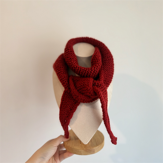 Sophie scarf in red | hand knit neckechief | winter wrap | small skinny scarf | handmade gift | tiktok viral scarf | wool yarn