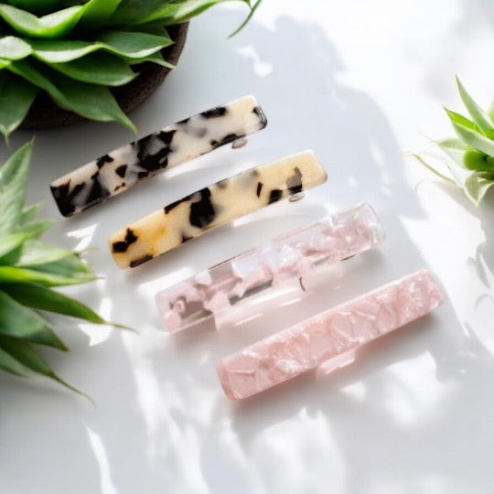 Blonde tortoiseshell pink marble effect colourful french barrette | Modern retro Acetate clips | korean hair accessories