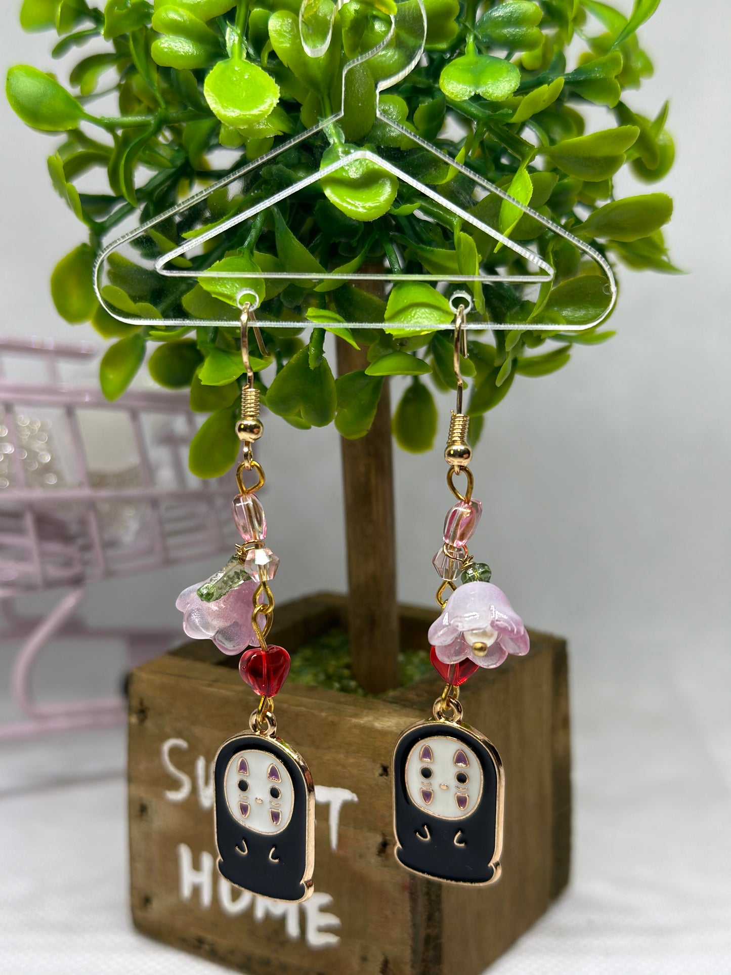 Cute baby No face man earrings | japanese anime dangle earrings | oriental decor drop earrings| cute kawaii | howl’s earrings