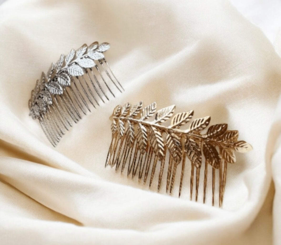 Gold or silver leaf hair comb| korean hair accessories | Bridal hair comb | metal leaves headpiece | wedding gift hair pin