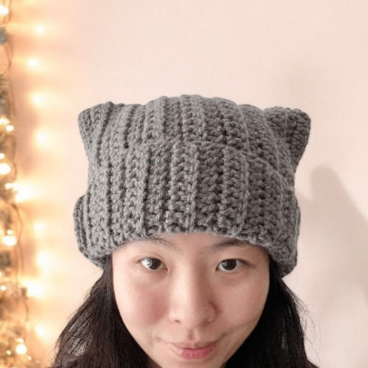 Handmade Crochet cat ear beanie | kitten head hat | cat ear hat | trendy women hat with cat ears | trendy y2k | cat lover | pussy hat