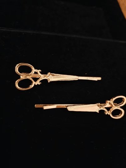 2 pack Golden scissors hair clips | fun and cute barrette clips | korean bridal hair accessories | acetate hair slides - TuttyKnitty