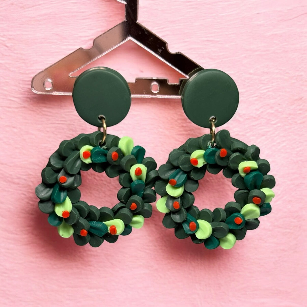 Christmas wreath earrings | christmas party earrings