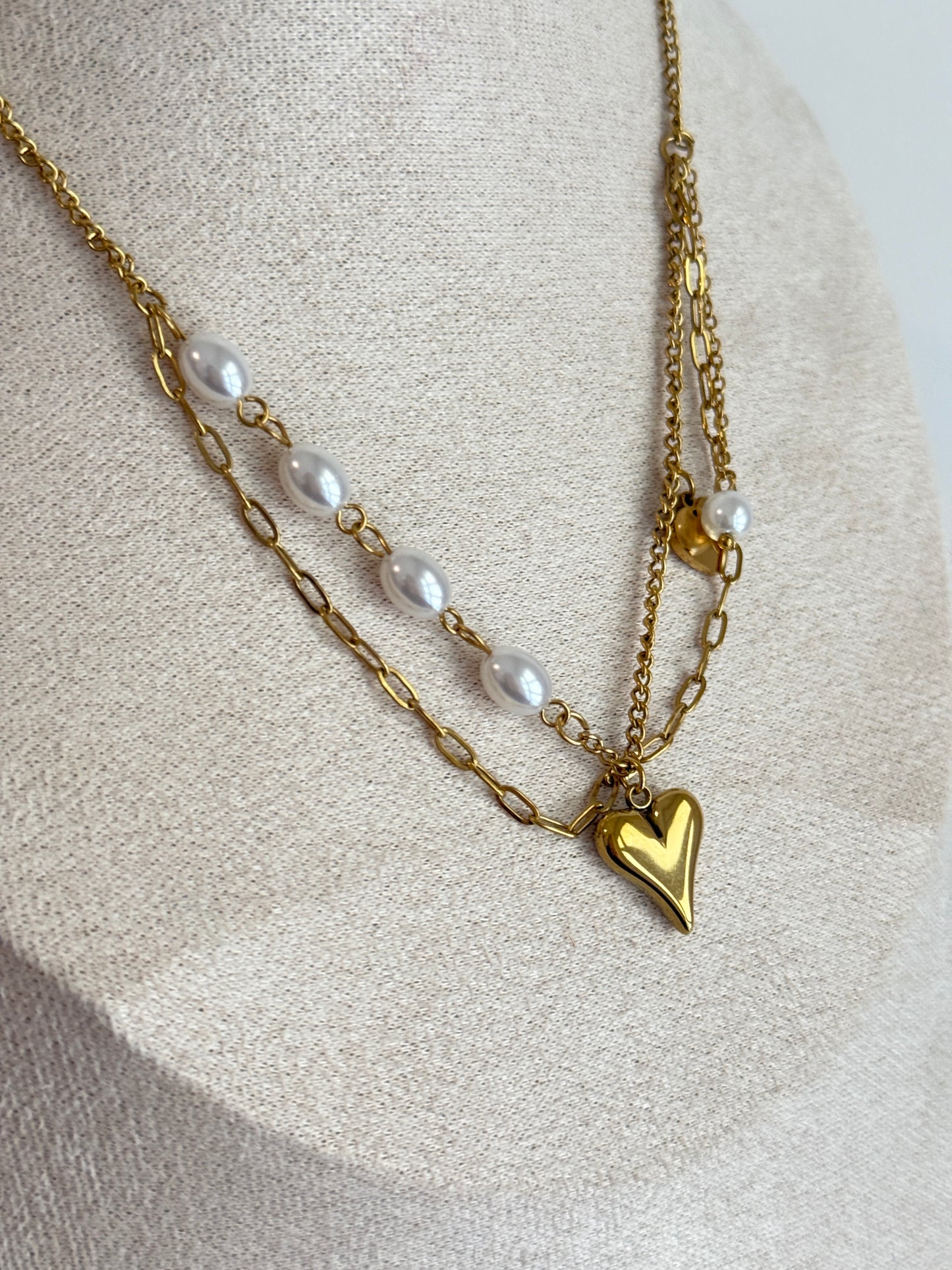Heart Necklace with beaded pearl