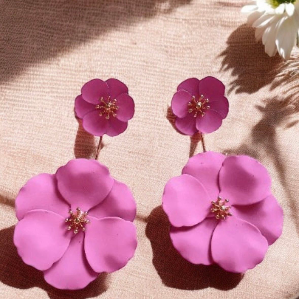 Colourful flowers earrings stud earrings | 2 way wear | floral wire earrings | large blossom flower statement earrings | bridal party