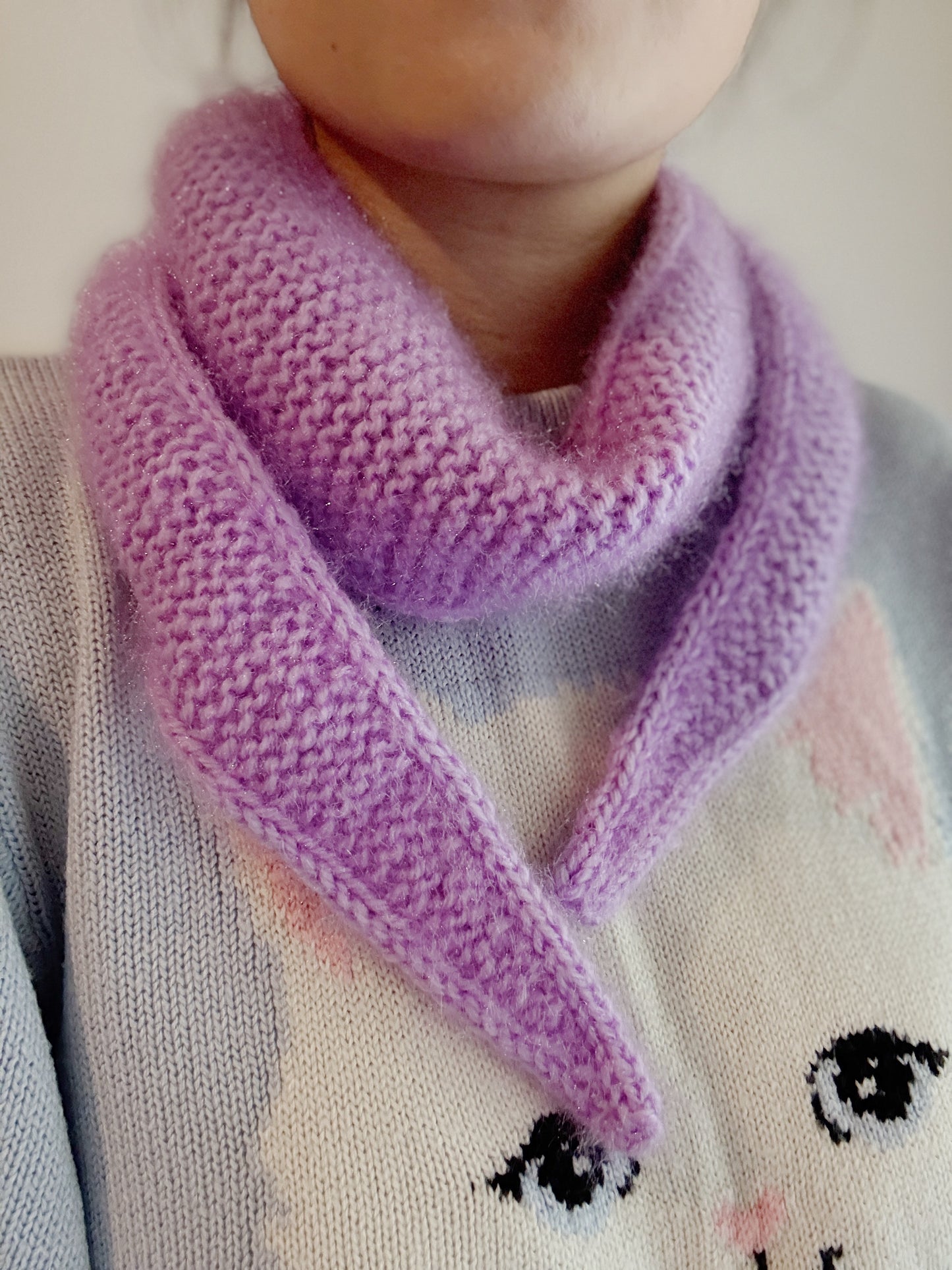 Sophie scarf in lilac| hand knit neckechief | winter wrap | small skinny scaf | handmade gift | tiktok viral scarf