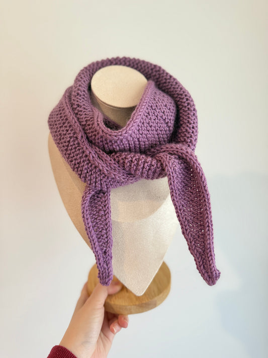 Sophie scarf in mulberry purple | hand knit neckechief | winter wrap | small skinny scarf | handmade gift | tiktok viral scarf | wool yarn