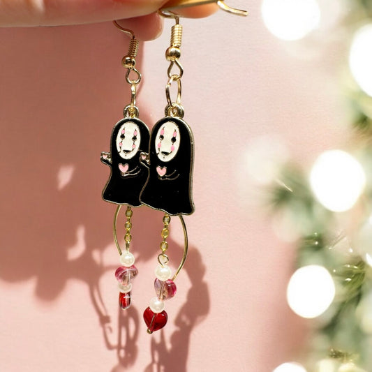 No face man earrings with love | japanese anime dangle earrings | oriental decor drop earrings| cute kawaii | howl’s earrings