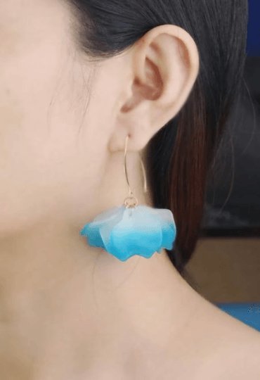 3 colours Ombre petal flowers earrings dangly earrings | petals drop earrings | wire dangle statement earrings | spring floral earrings - TuttyKnitty