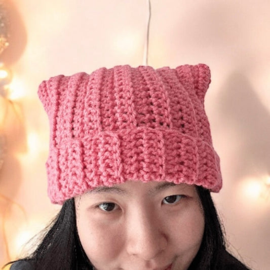 Handmade Crochet cat ear beanie | kitten head hat | cat ear hat | trendy women hat with cat ears | trendy y2k | cat lover | pussy hat