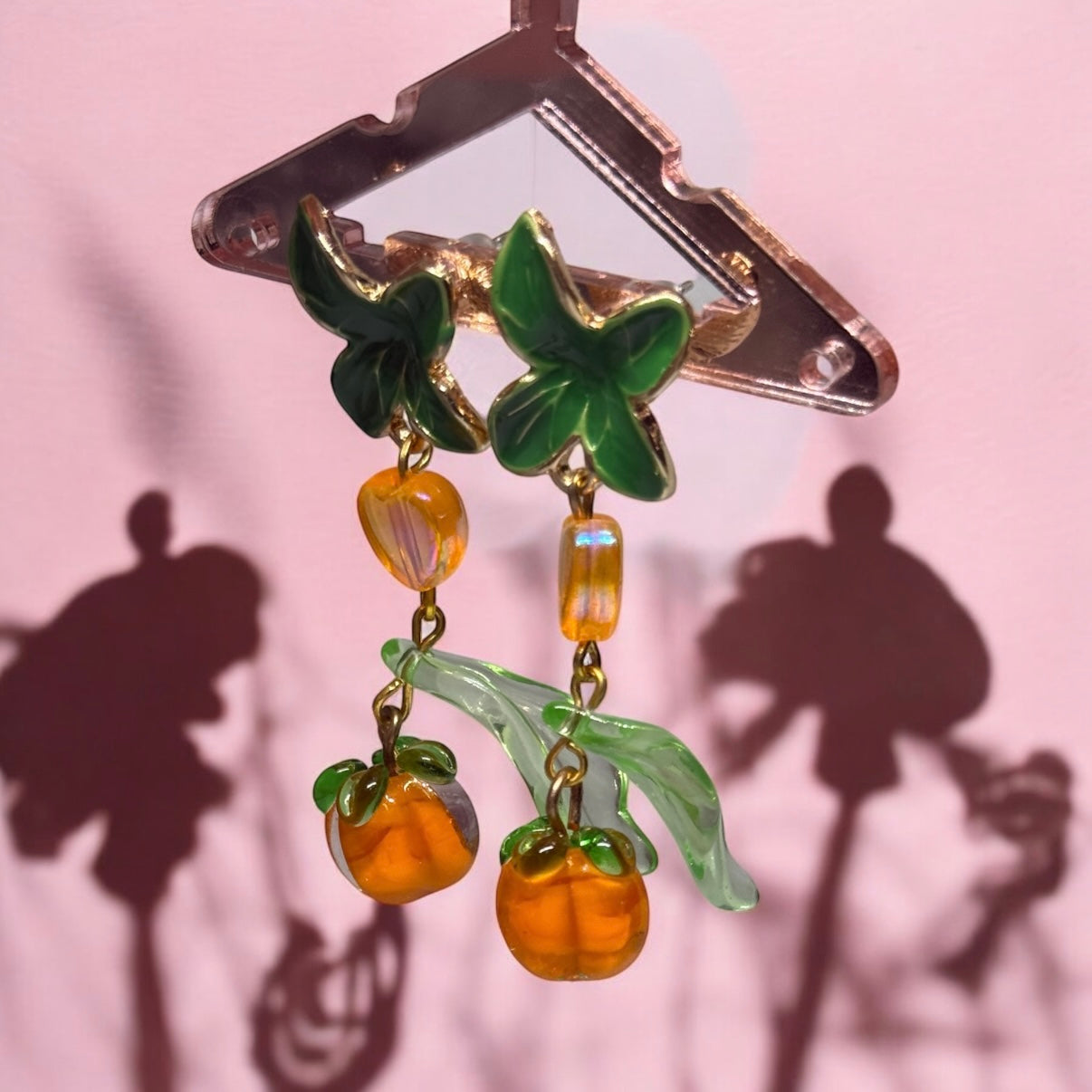 3D glass persimmon earrings | fruit lover earrings | food earrings | cute kawaii earrings |