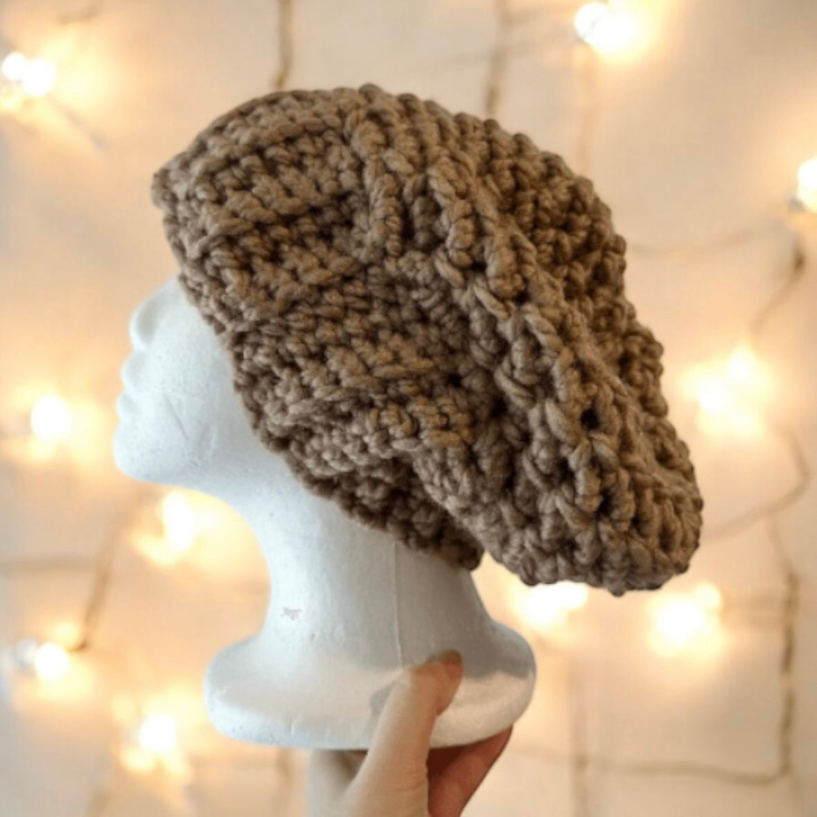 Super chunky crochet Slouchy Beanie | Knit Beret | Slouchy Hat in brown |Knit beanie in coffe | Warm and cozy winter hat