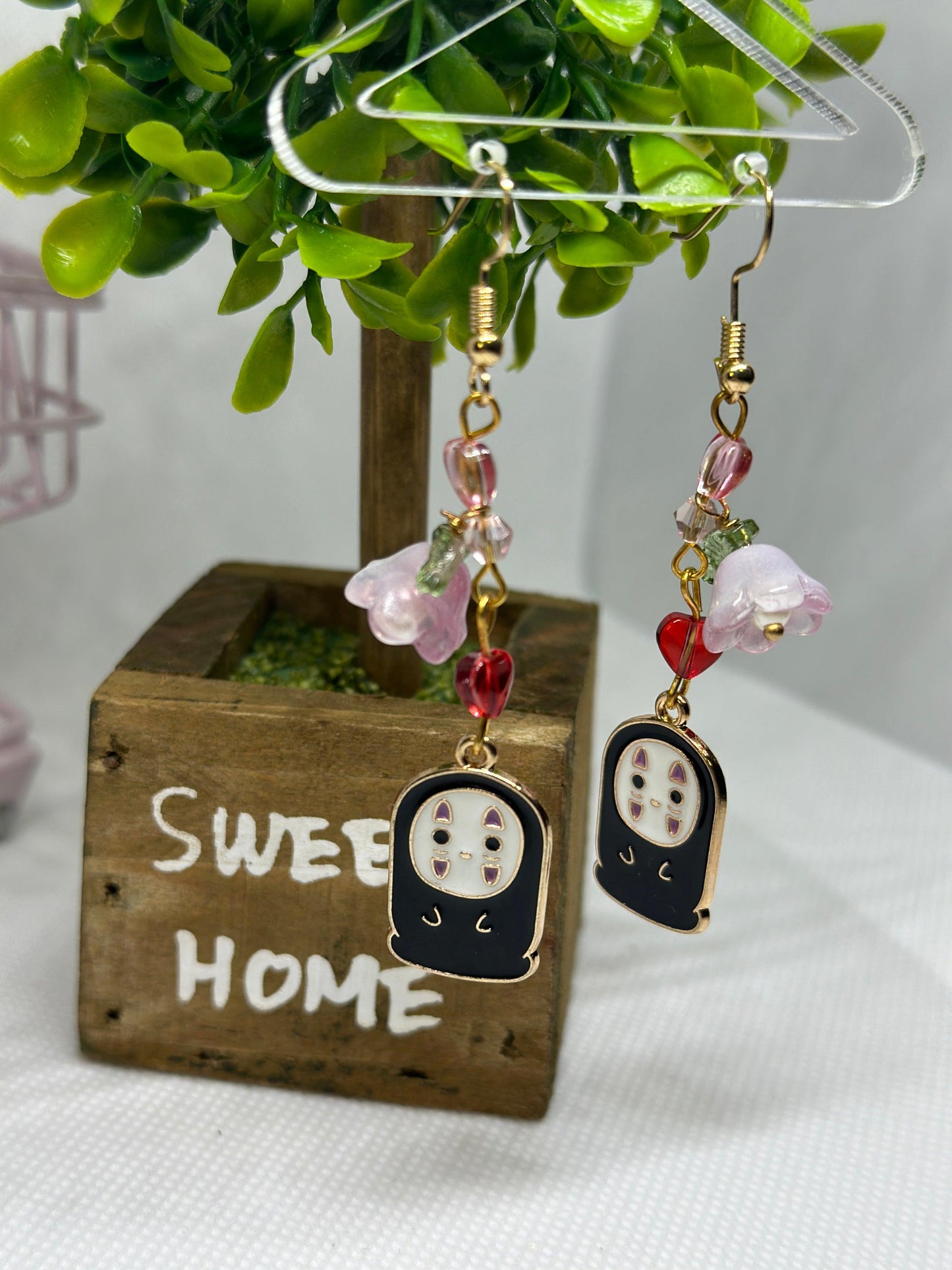 Cute baby No face man earrings | japanese anime dangle earrings | oriental decor drop earrings| cute kawaii | howl’s earrings