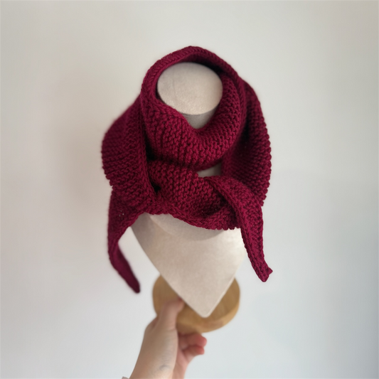 Sophie scarf in burgundy red | hand knit neckechief | winter wrap | small skinny scarf | handmade gift | tiktok viral scarf | wool yarn