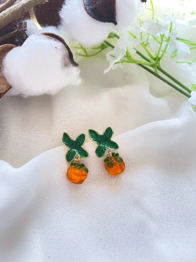 3D glass orange Citrus fruit earrings | fruit lover earrings | food earrings | cute kawaii earrings | fun art earrings | yummy oranges Inactive - TuttyKnitty