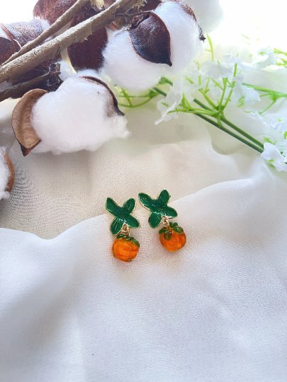 3D glass orange Citrus fruit earrings | fruit lover earrings | food earrings | cute kawaii earrings | fun art earrings | yummy oranges Inactive - TuttyKnitty