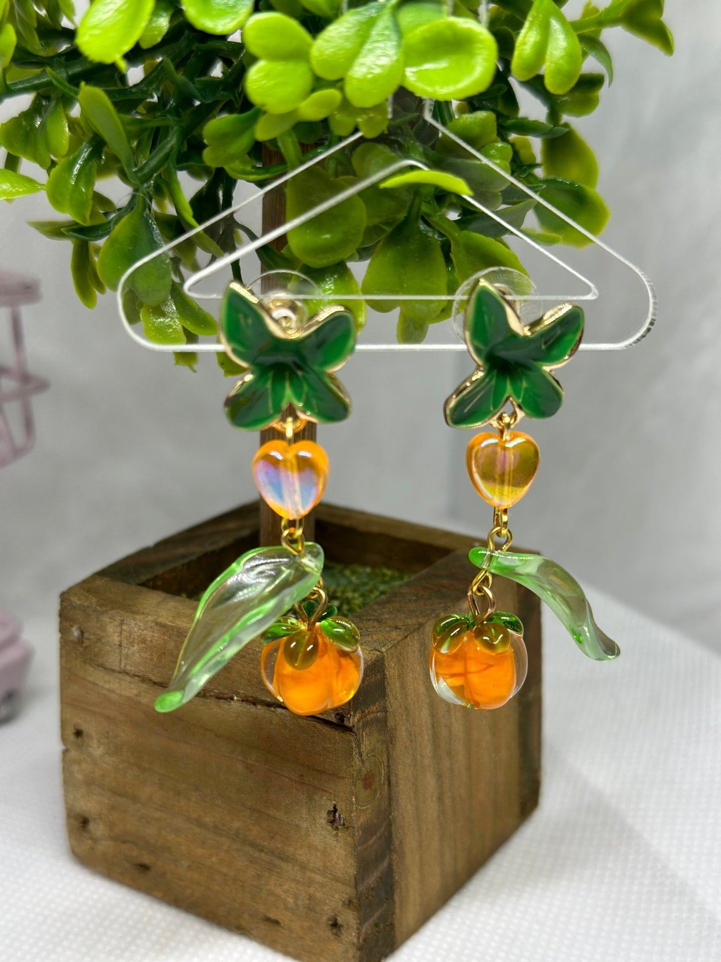 3D glass persimmon earrings | fruit lover earrings | food earrings | cute kawaii earrings | - TuttyKnitty