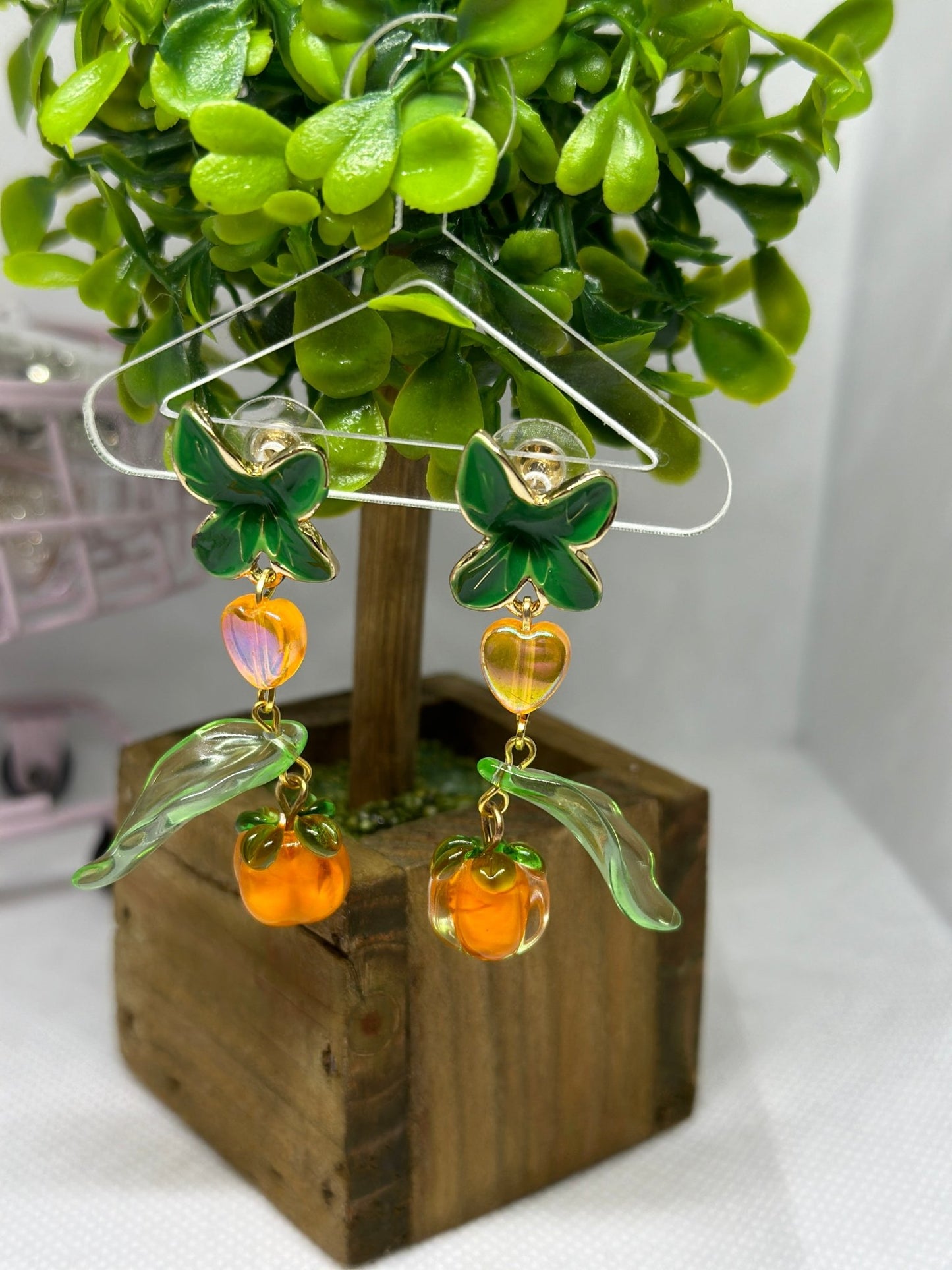 3D glass persimmon earrings | fruit lover earrings | food earrings | cute kawaii earrings | - TuttyKnitty