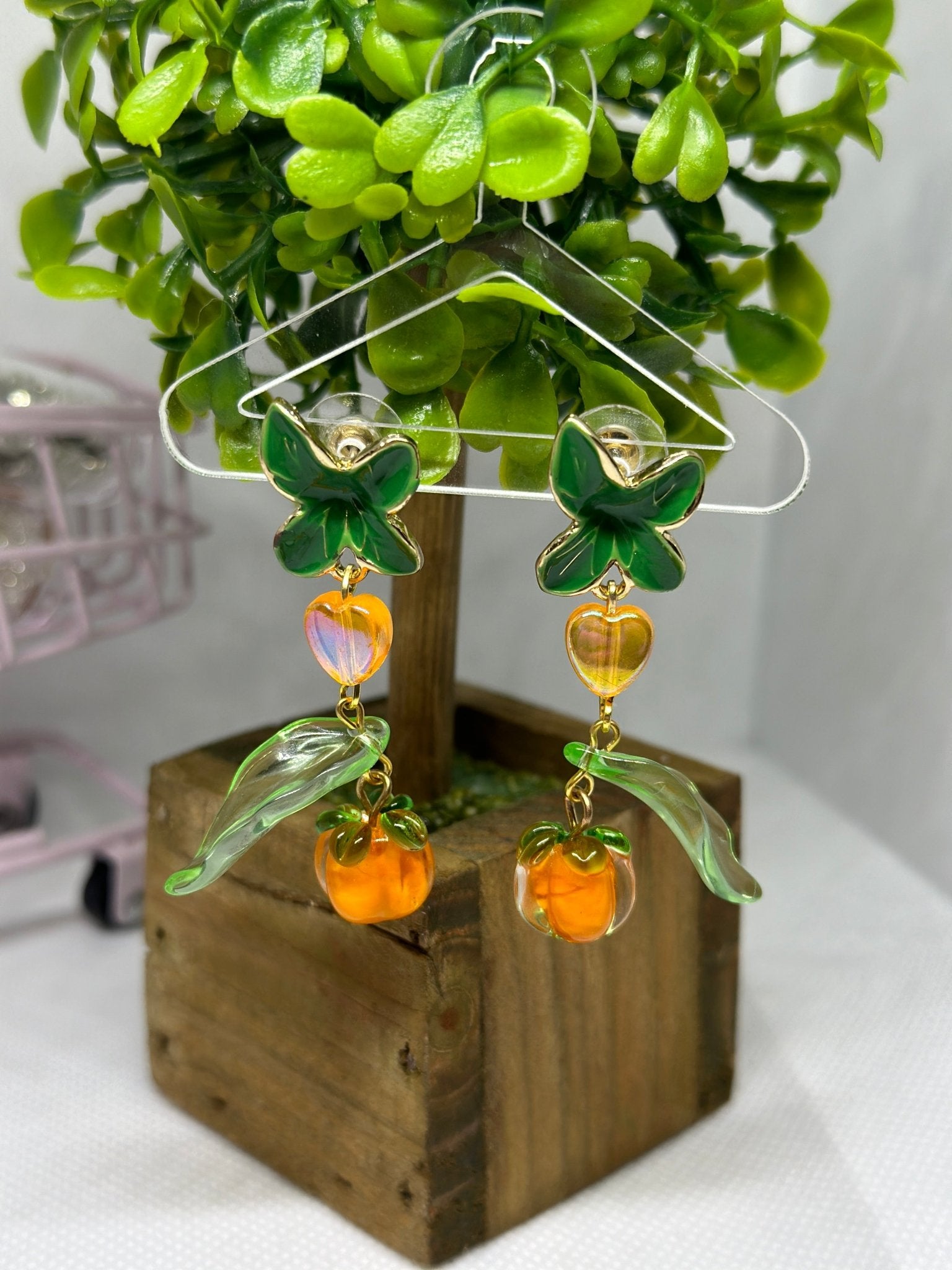 3D glass persimmon earrings | fruit lover earrings | food earrings | cute kawaii earrings | - TuttyKnitty