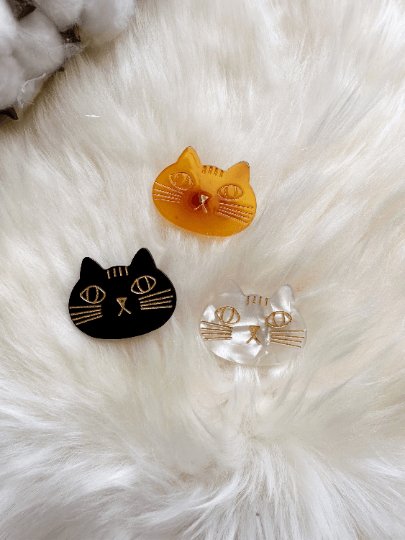 3pcs Mini cat acetate hair clips | Colourful miniature kitten clips| korean hair accessories| animal hair clip | gift for cat lover - TuttyKnitty