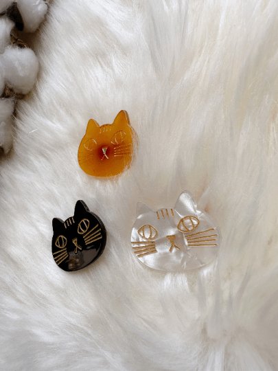 3pcs Mini cat acetate hair clips | Colourful miniature kitten clips| korean hair accessories| animal hair clip | gift for cat lover - TuttyKnitty