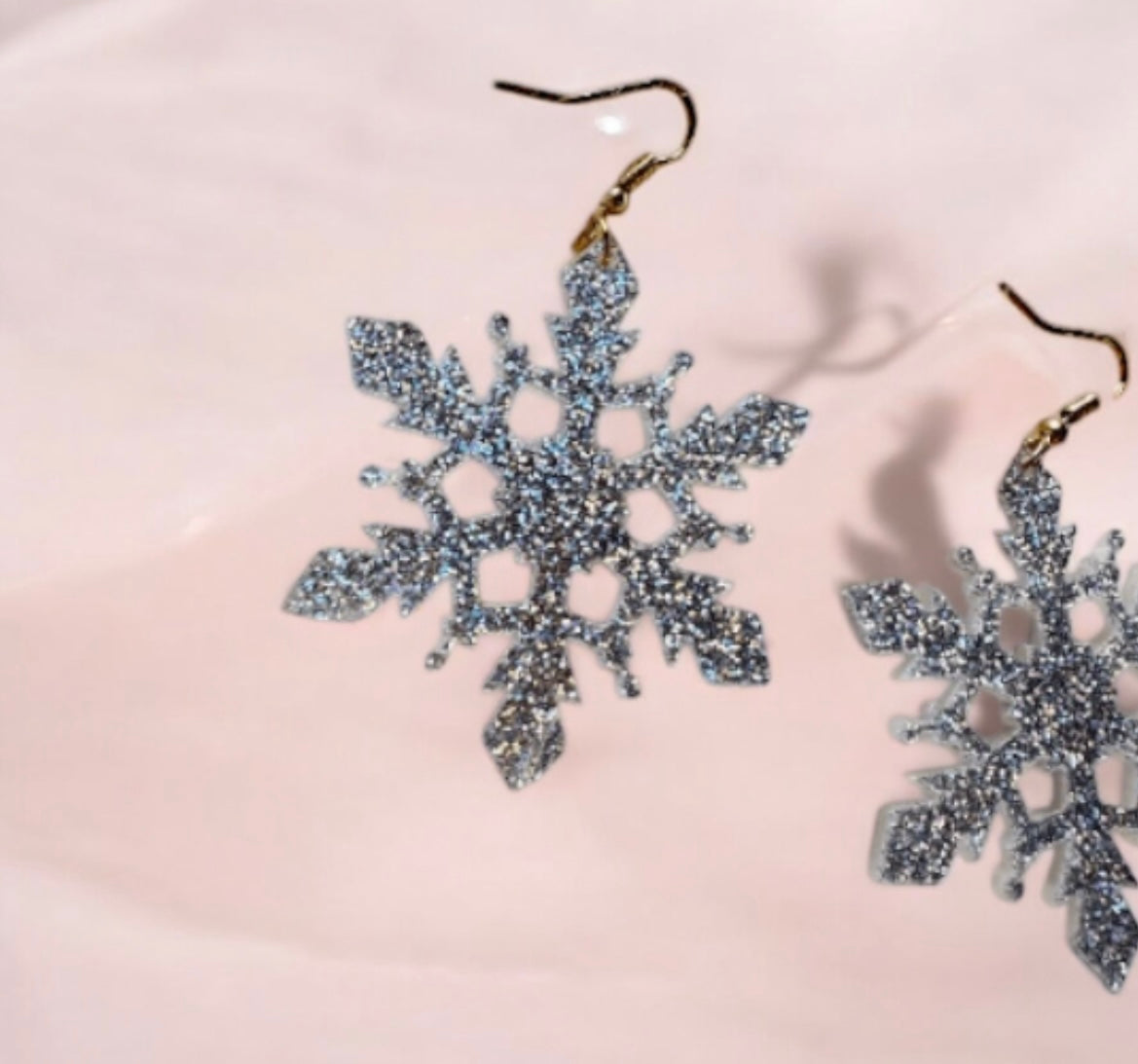 Glitter oversize dangle | colourful acetate laser cut | acrylic snowflake shaped earrings | christmas gift