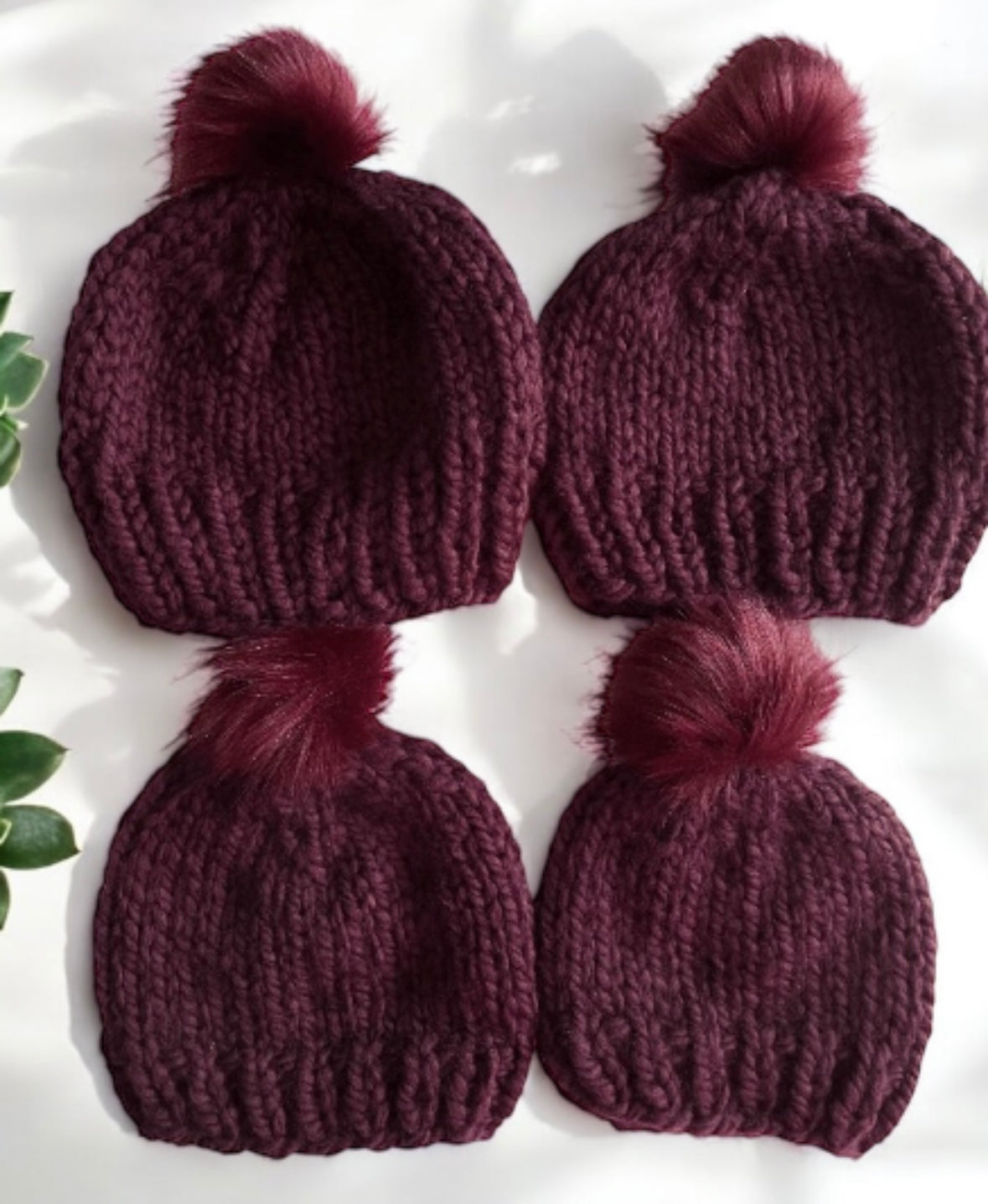 Hand knit fur Pom Pom baby Beanie in plum |Newborn baby Toddler Winter hat | Chunky Beanie |Baby shower gift |photo prop baby gift