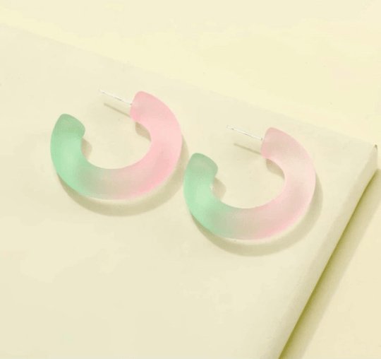 40mm Rainbow ombre clear Hoop earrings | Resin tortoieshell earrings | open hoop acrylic art |fun pop colourful translucent ombre unicorn - TuttyKnitty