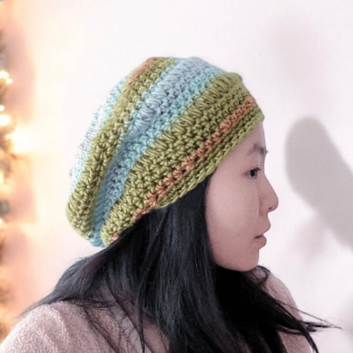 Crochet candy Pastel Beanie | Bobble Beret | Slouchy Hat in bright vibrant pop candy colour| Knit beanie in rainbow mix | Knit winter hat