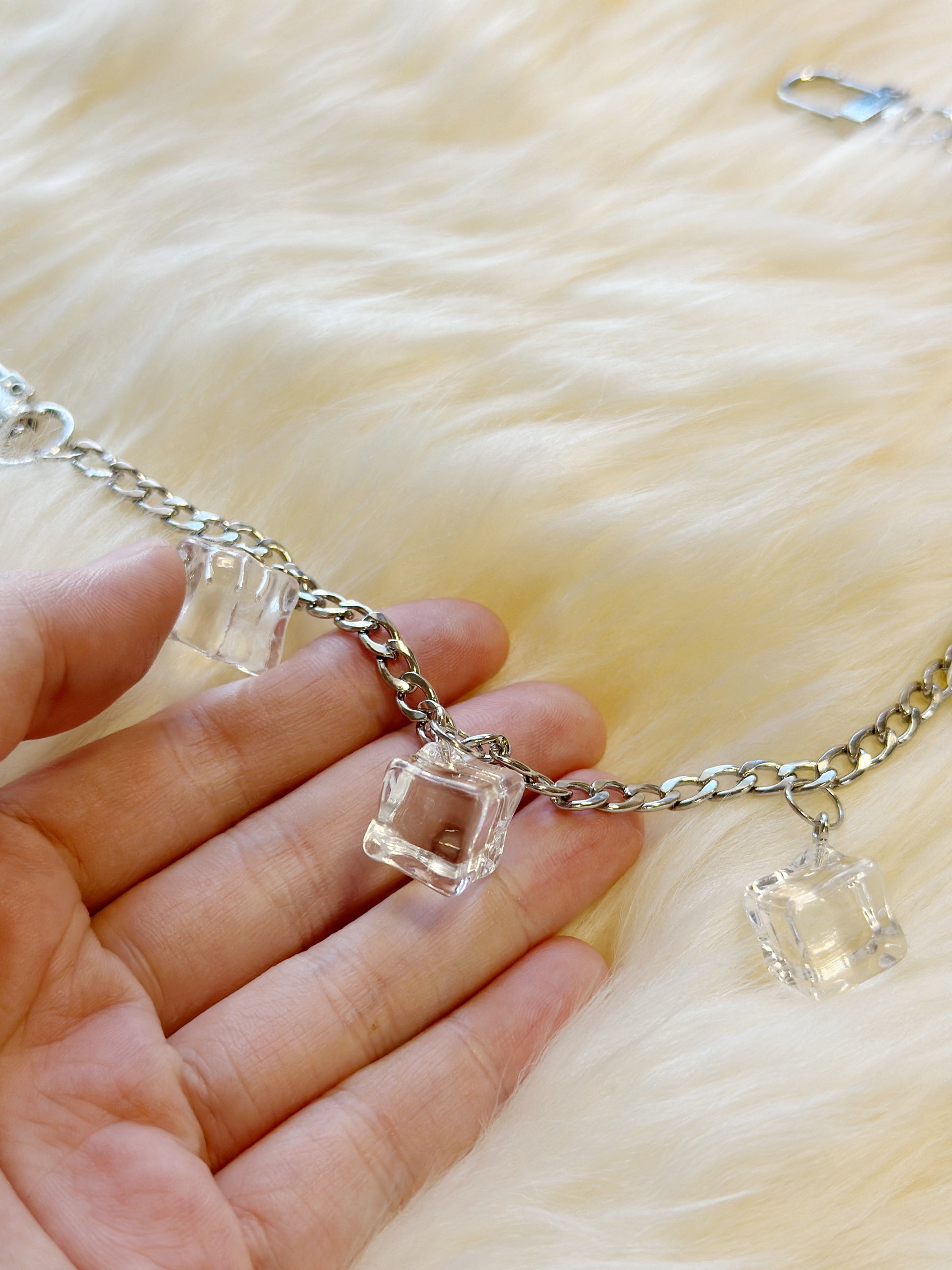 Ice cubes bag charm | key chain | silver chain | y2k chain | bag lover gift - TuttyKnitty