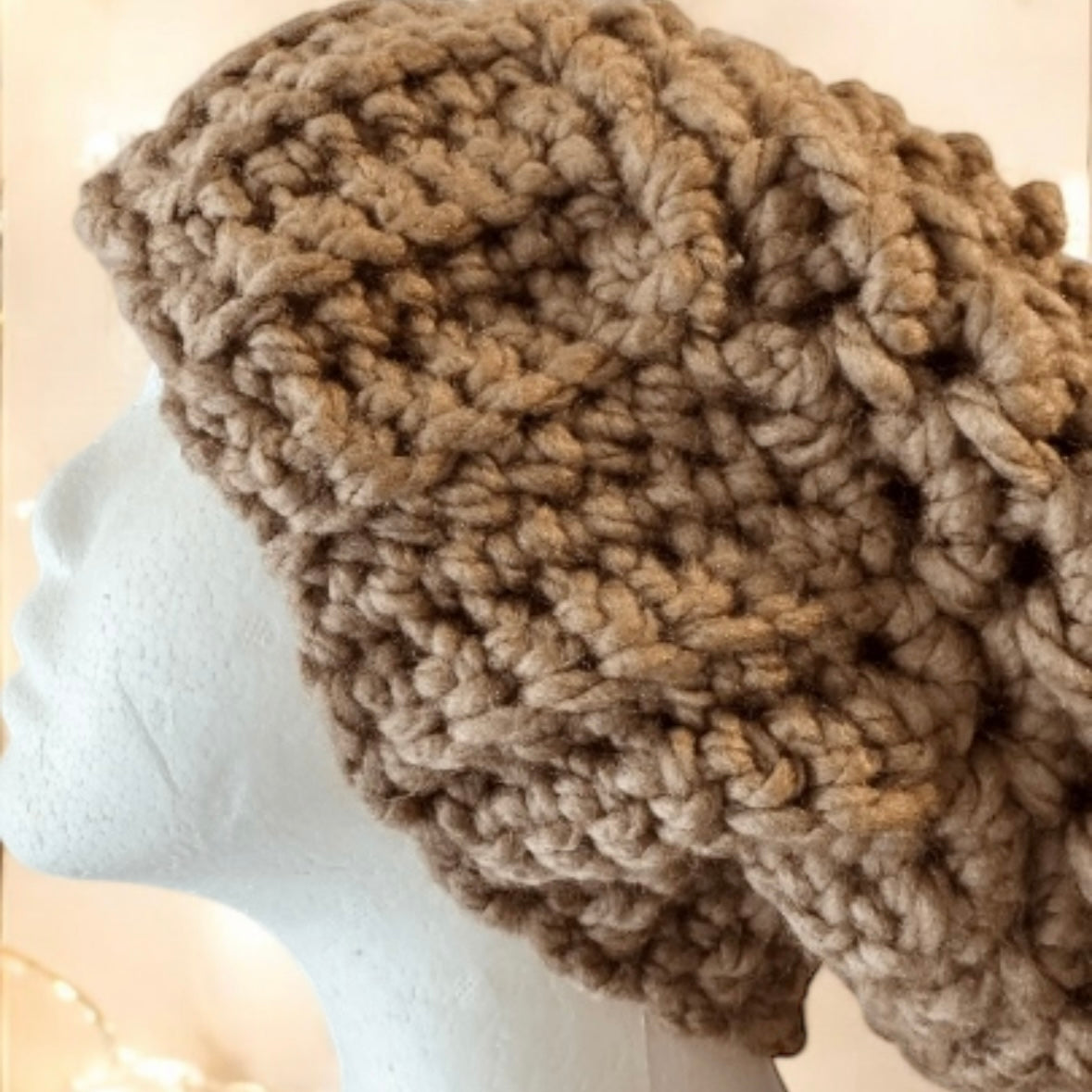 Super chunky crochet Slouchy Beanie | Knit Beret | Slouchy Hat in brown |Knit beanie in coffe | Warm and cozy winter hat