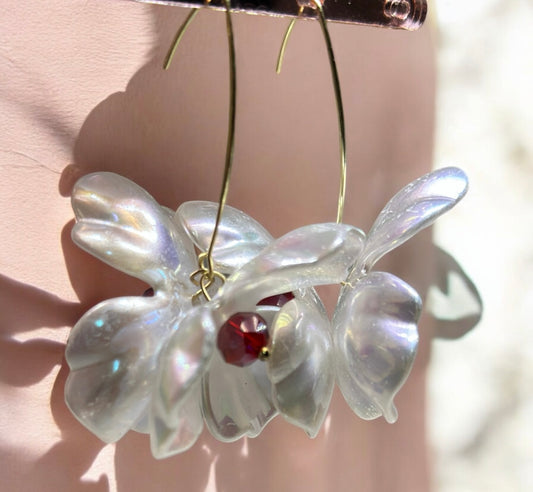 Large flower earrings | dangle petals floral earrings | bridal party wedding earring