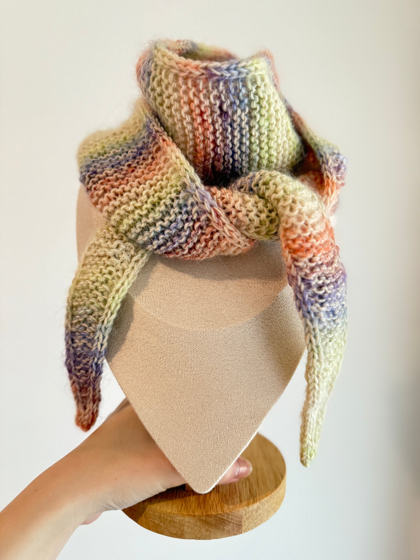 Sophie scarf in pastel mix  | hand knit neckechief | winter wrap | small skinny scaf | handmade gift | tiktok viral scarf