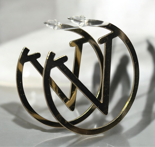 Golden Letter V hoops