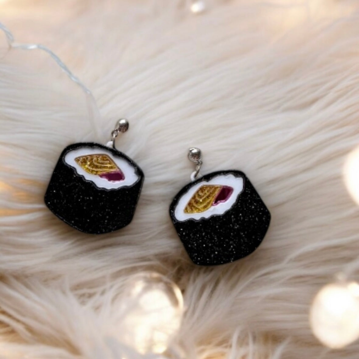 Sushi food earrings | boho style earrings | funky pop art earrings | acrylic art earrings | gift for her