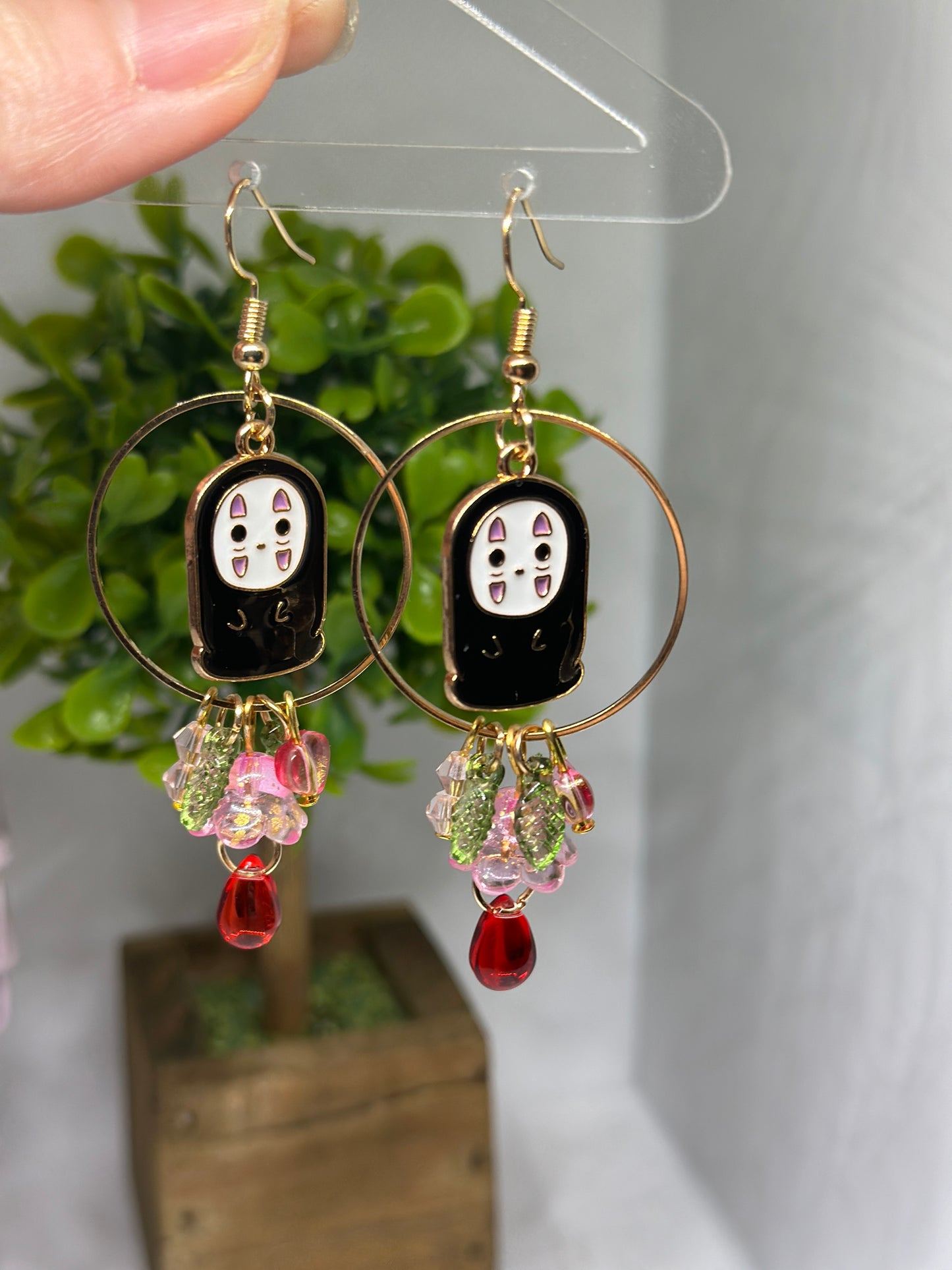 No face man earrings | japanese anime dangle earrings | oriental decor drop earrings| cute kawaii | mismatch earrings