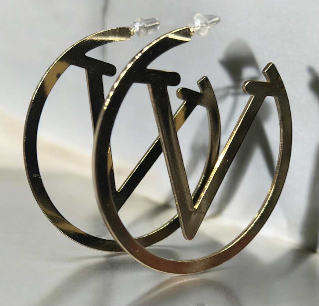 Golden Letter V hoops