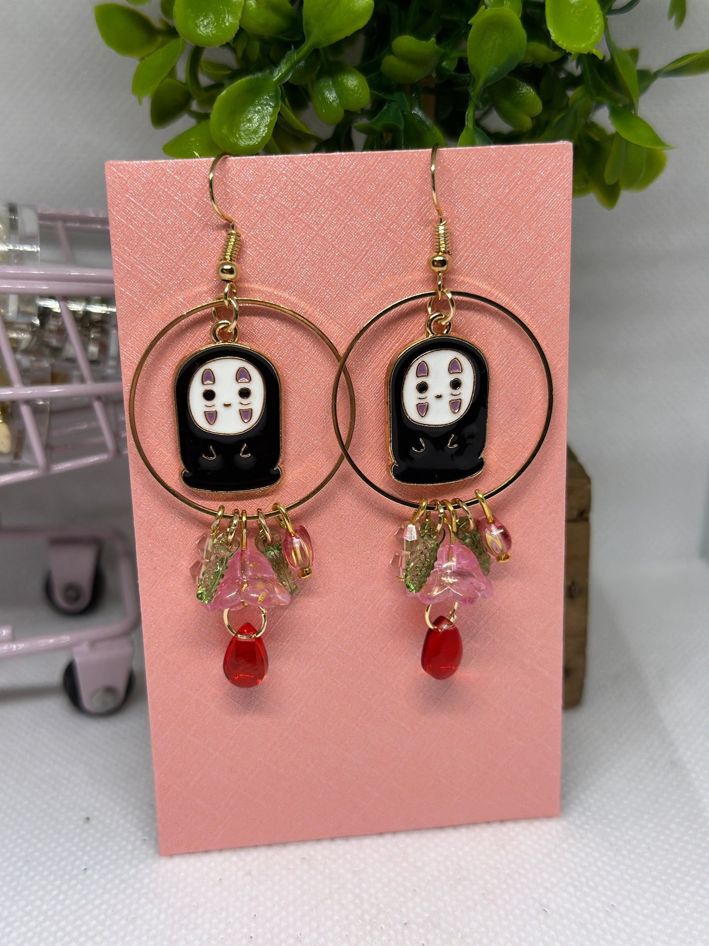 No face man earrings | japanese anime dangle earrings | oriental decor drop earrings| cute kawaii | mismatch earrings