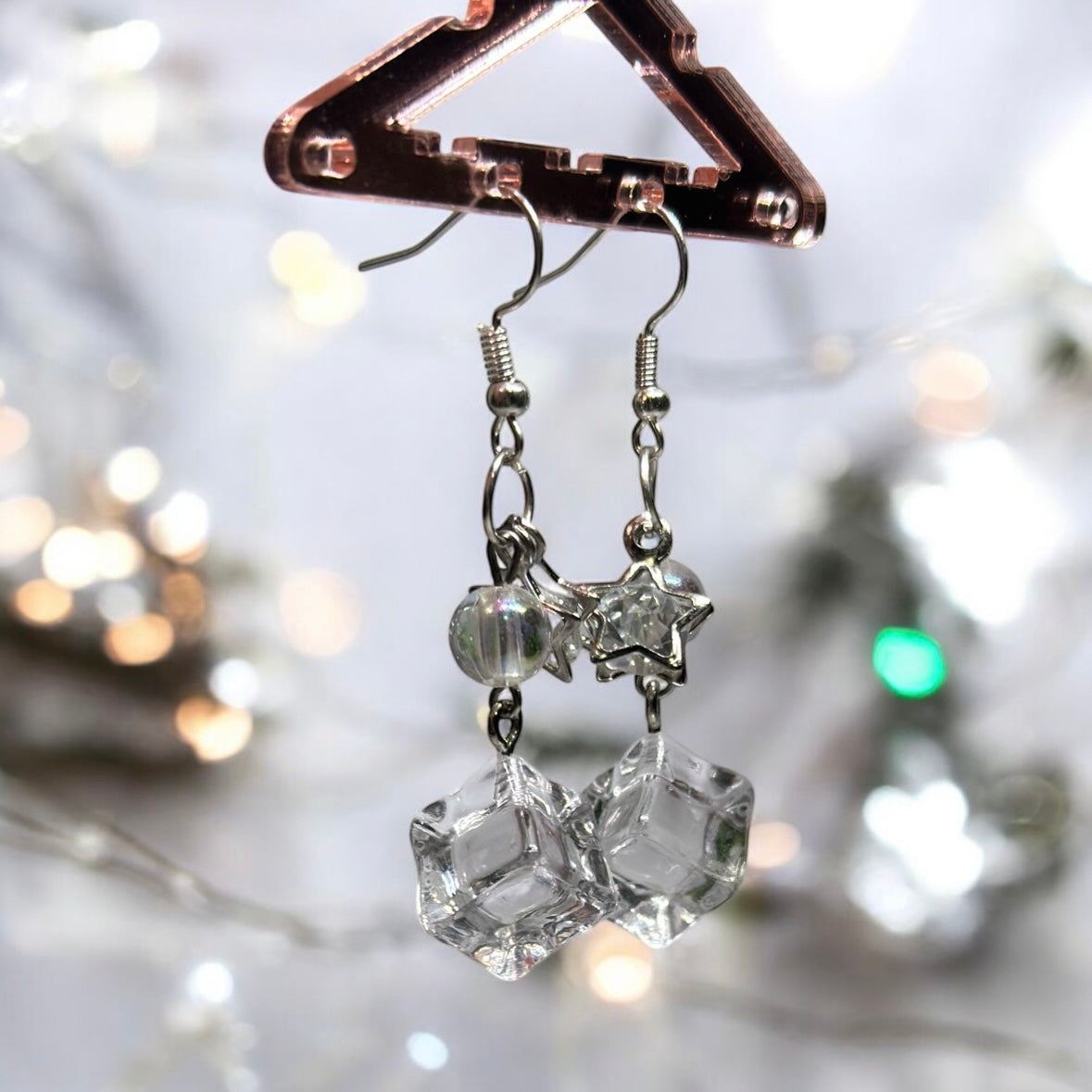 Icecube earrings | cute kawaii earrings | glitter stars earrings