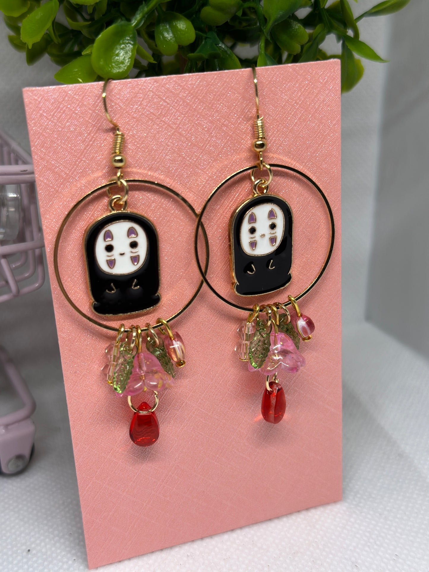 No face man earrings | japanese anime dangle earrings | oriental decor drop earrings| cute kawaii | mismatch earrings