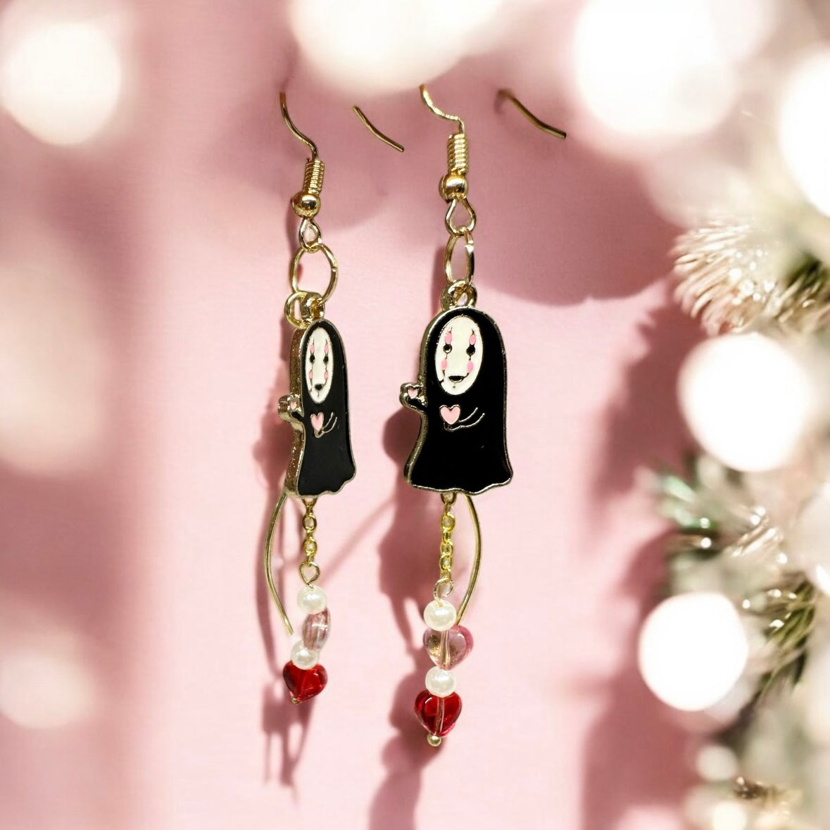 No face man earrings with love | japanese anime dangle earrings | oriental decor drop earrings| cute kawaii | howl’s earrings