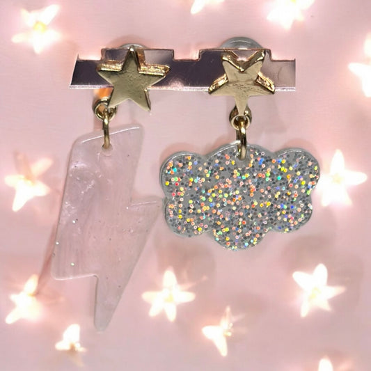 Thunder and cloud mismatch earrings