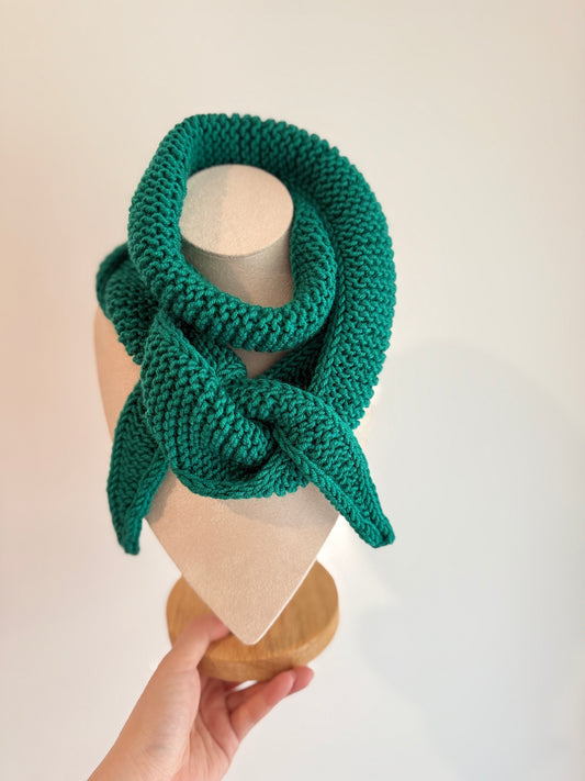 Sophie scarf in aquamarine green  | hand knit neckechief | winter wrap | small skinny scarf | handmade gift | tiktok viral scarf | wool yarn