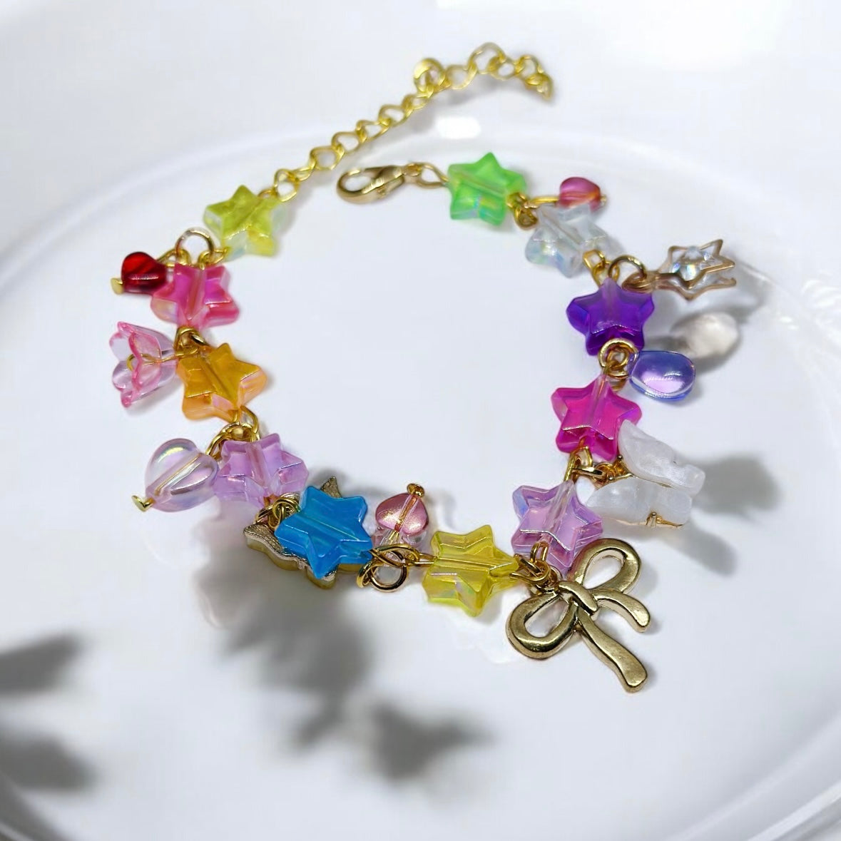 Celestial Beaded bracelet with rainbow stars | colourful glitter bracelet | y2k 90s style