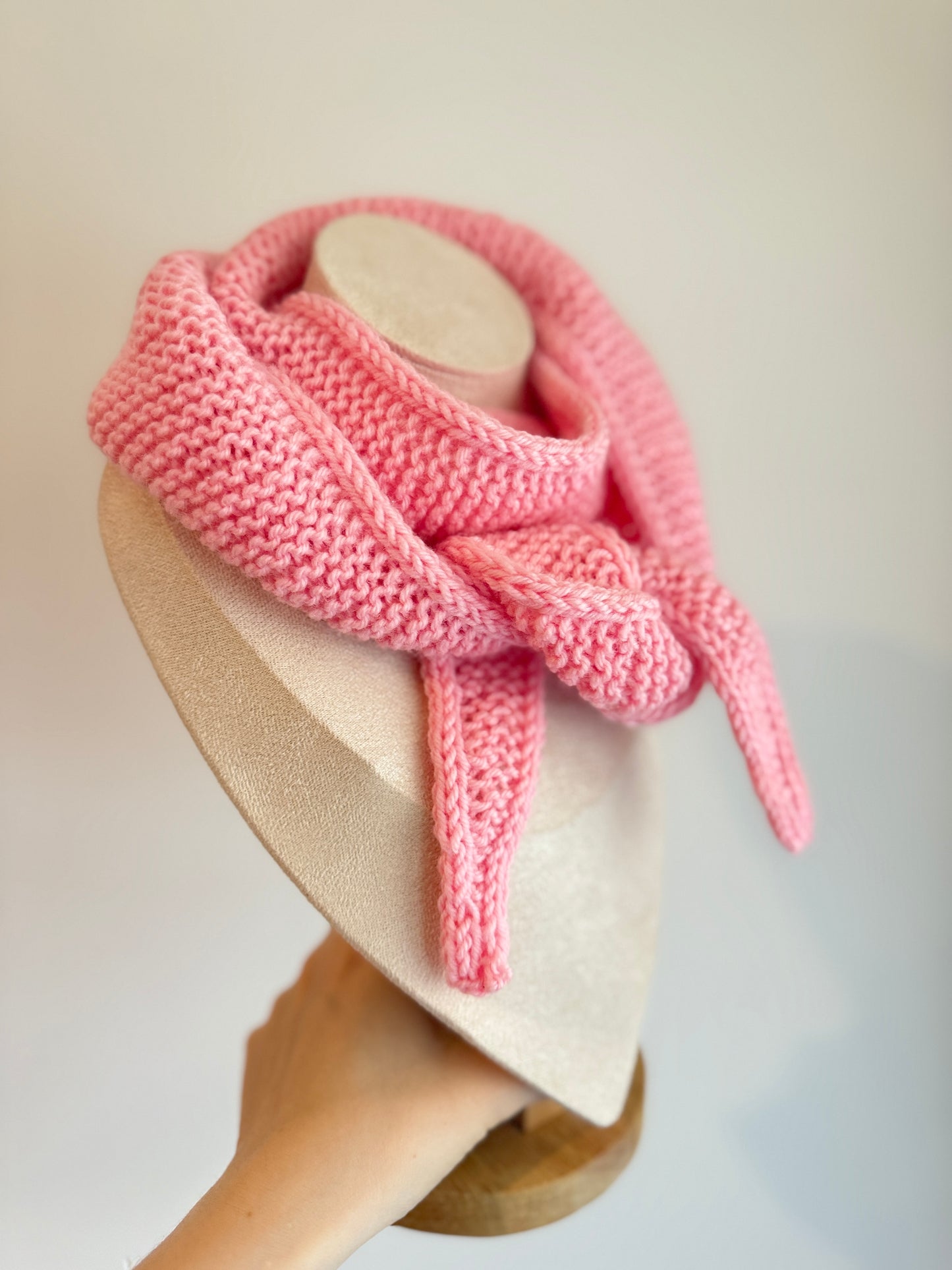 Sophie scarf in baby pink | hand knit neckechief | winter wrap | small skinny scarf | handmade gift | tiktok viral scarf | wool yarn