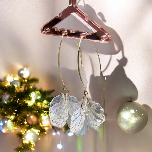 Iridescent - flower earrings | gold pearlescent shell petals dangle earrings |unique floral earrings | bridal party wedding earrings