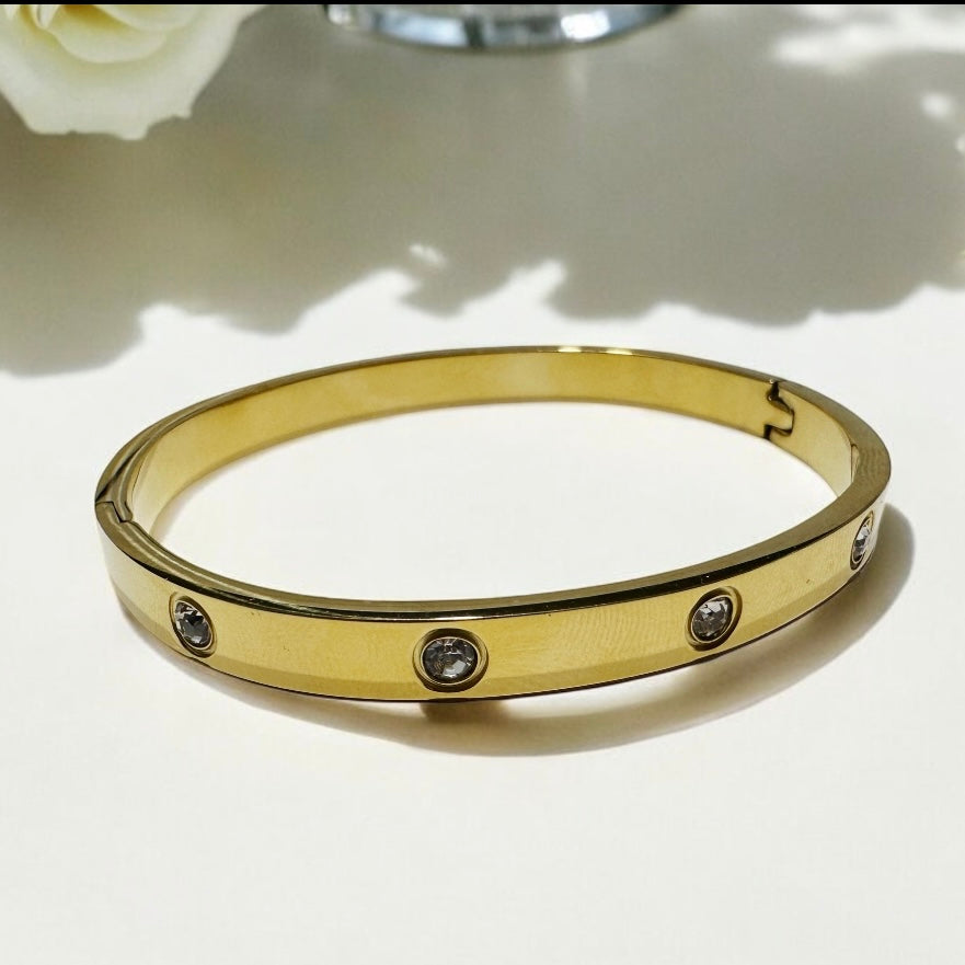 Gold bangles with zircon | rhinestones embossed | shinny bangle